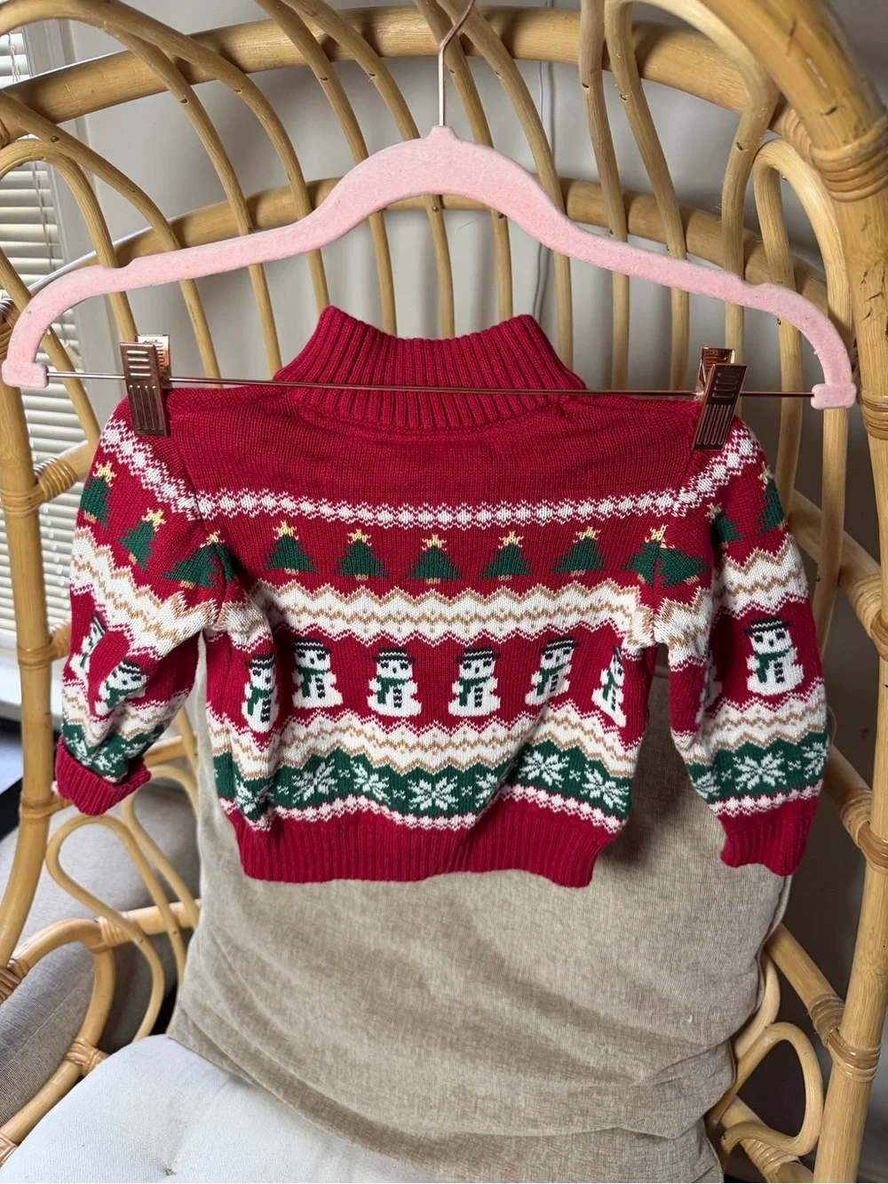 The Children’s Place Toddler Christmas Sweater 2T Snowman Trees 1/4 Zip Pullover